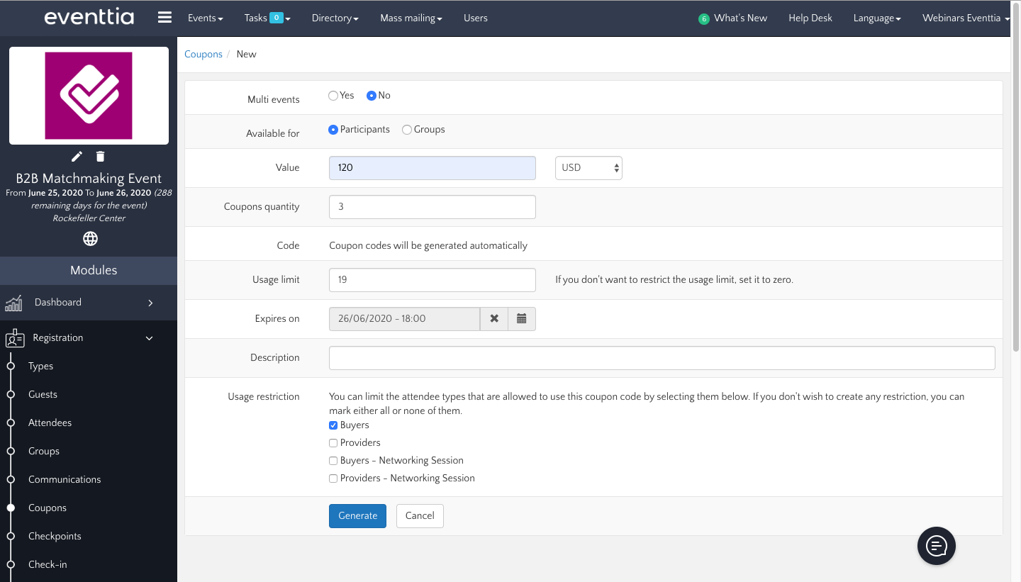 How to create discount coupons and early bird promo codes?